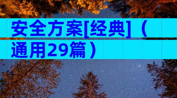 安全方案[经典]（通用29篇）